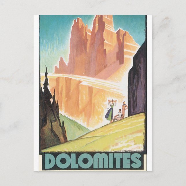 Dolomites Vintage Travel Poster Postcard (Front)