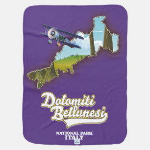dolomiti bellunesi italy national park map baby blanket