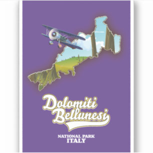 dolomiti bellunesi italy national park map sticker