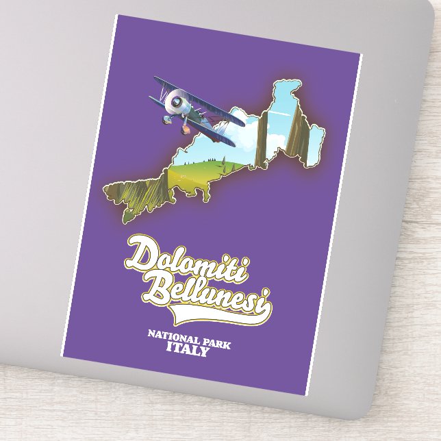 dolomiti bellunesi italy national park map sticker (Detail)