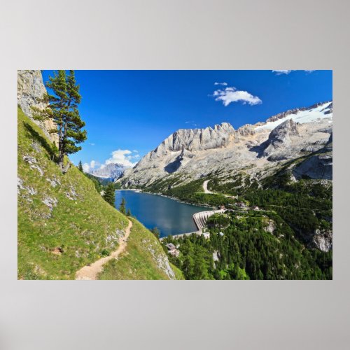 Dolomiti _ Fedaia pass with lake Poster