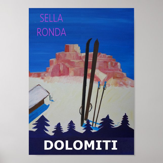 Dolomiti Sella Ronda Retro Poster (Front)