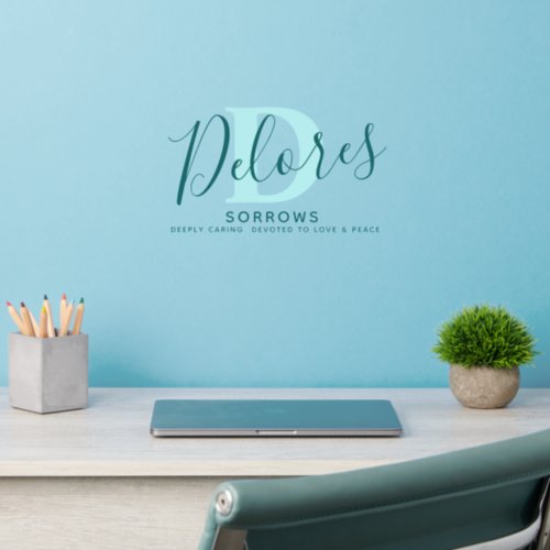 Dolores name meaning monogram D aqua green Wall Decal
