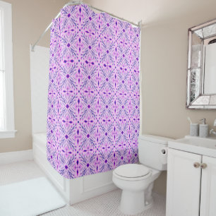 Dolores Tiles Pattern Hand Drawn Purple Shower Curtain