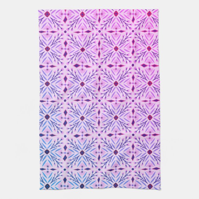 Dolores Tiles Pattern Purple BLue Kitchen Towel (Vertical)