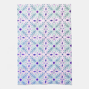 Dolores Tiles Pattern Purple Pink Mint Kitchen Towel