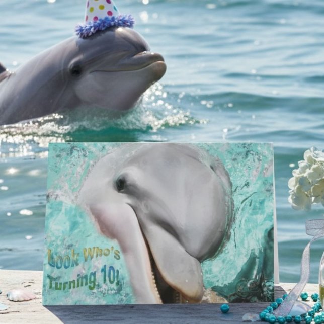 Dolphin 10th Birthday Celebration Card (Creator Uploaded)