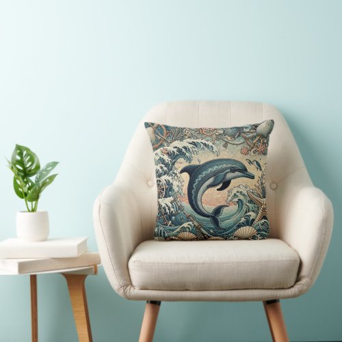 Dolphin  2 throw pillow