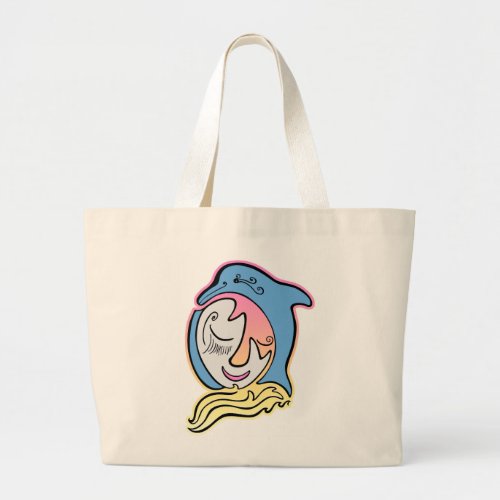 Dolphin and Fish Face Ocean Dreams Beach Bag