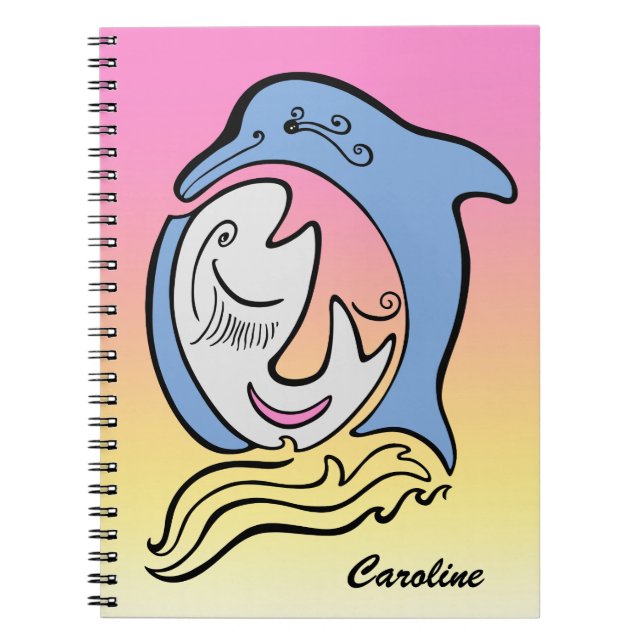 Dolphin and Fish Ocean Dream Personalized Notebook (Front)