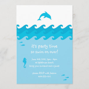 Dolphin and Ocean Waves Invitation Card