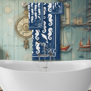 Dolphin and Seahorse Monogram Bath Towel Set