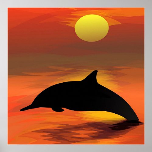 dolphin and sunset beach poster
