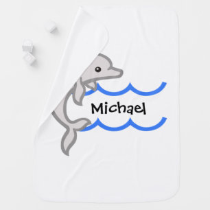 Dolphin and Waves Personalized Baby Blanket