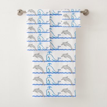 Dolphin And Whale Bathroom Towel Set by Shenanigins at Zazzle