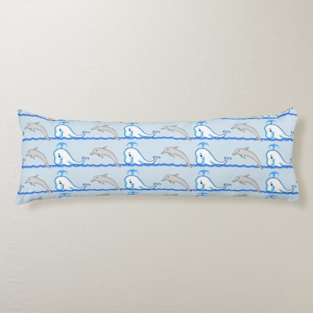 Dolphin and Whale Body Pillow (Front)