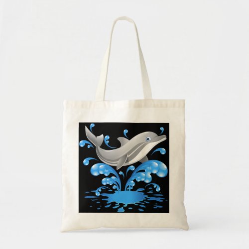 Dolphin animation design tote bag