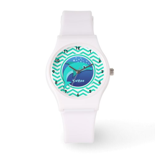 Dolphin Aqua Green Chevron Watch