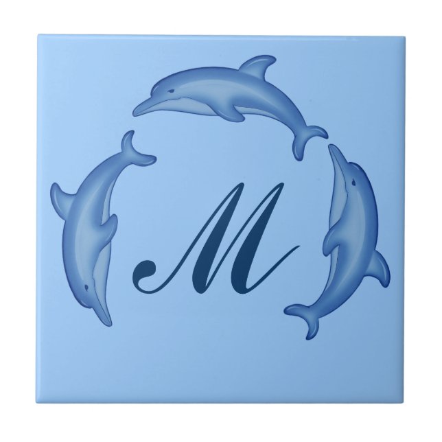 Dolphin Arc Monogram Template Tile (Front)