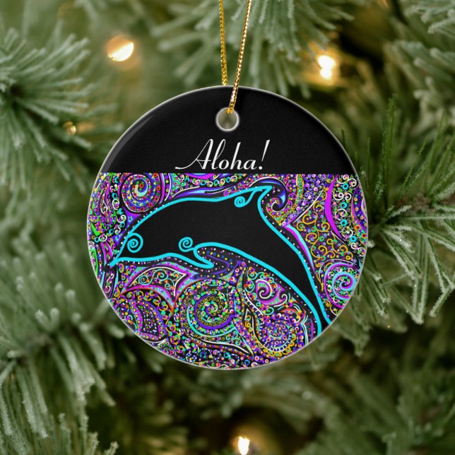 Dolphin Art Design   Ceramic Ornament (Tree)