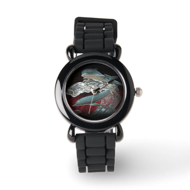 Dolphin art printed custom watches (Front)