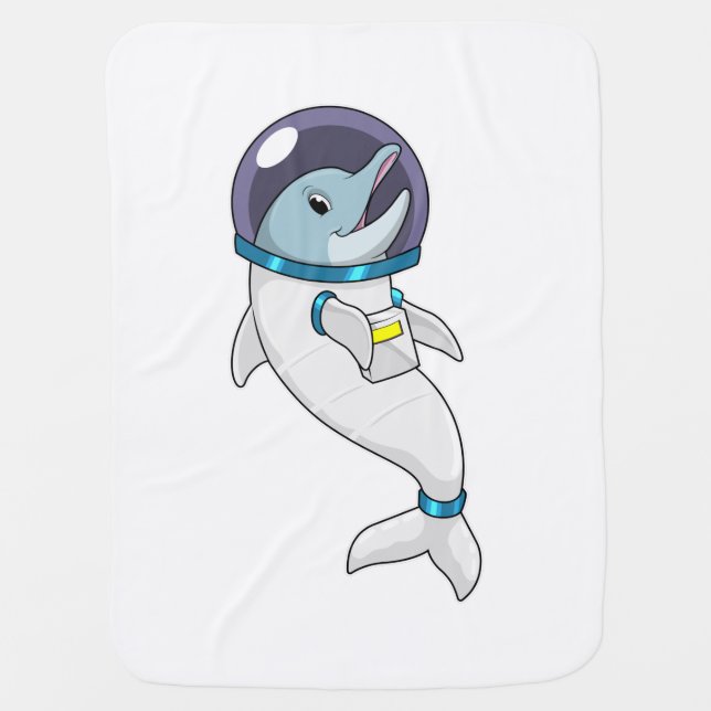 Dolphin as Astronaut in Costume Baby Blanket (Front)