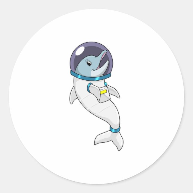 Dolphin as Astronaut in Costume Classic Round Sticker (Front)