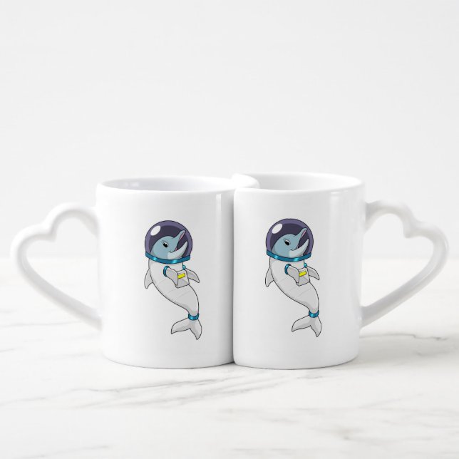 Dolphin as Astronaut in Costume Coffee Mug Set (Front Nesting)