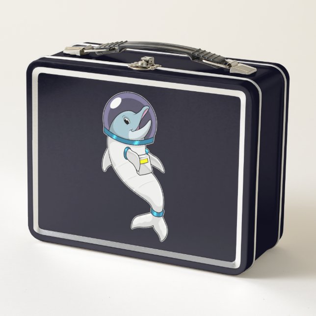 Dolphin as Astronaut in Costume Metal Lunch Box (Front)
