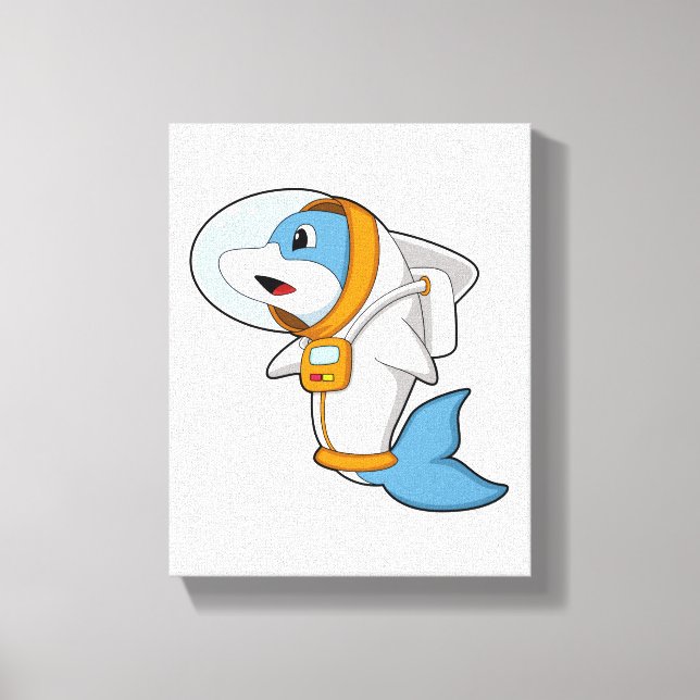 Dolphin as Astronaut with Costume Canvas Print (Front)
