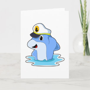 Dolphin as Captain with Hat Card