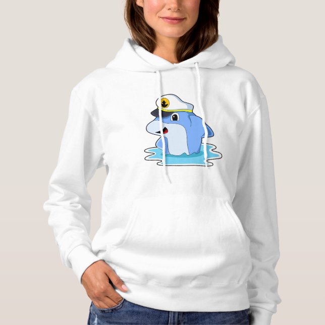 Dolphin as Captain with Hat Hoodie (Front)