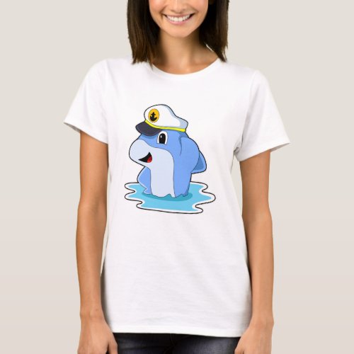 Dolphin as Captain with Hat T_Shirt