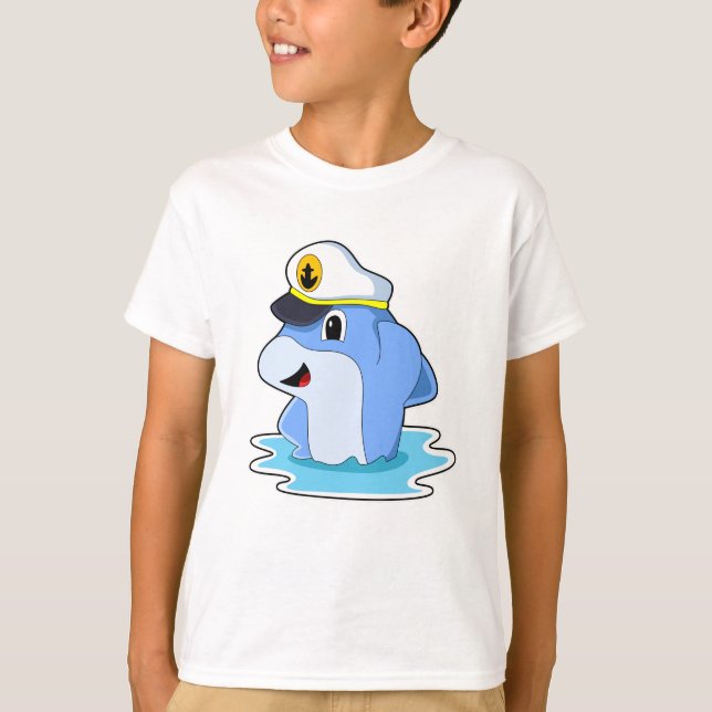 Dolphin as Captain with Hat T-Shirt (Front)