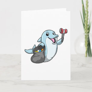 Dolphin as Cleaner with Trash bag Card