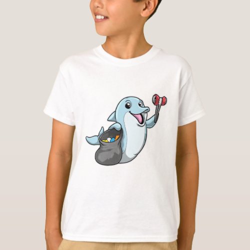 Dolphin as Cleaner with Trash bag T_Shirt
