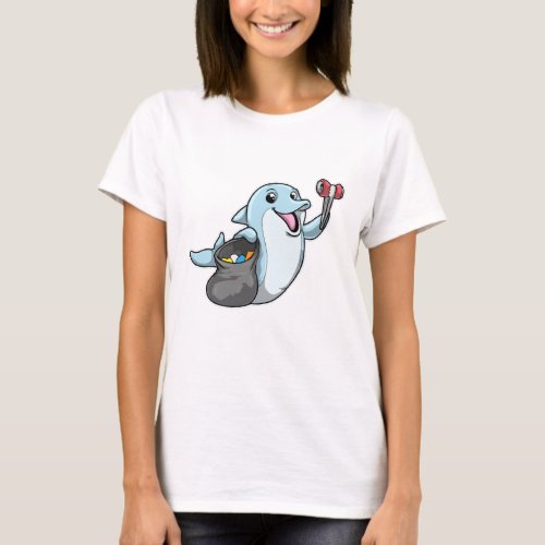 Dolphin as Cleaner with Trash bag T_Shirt