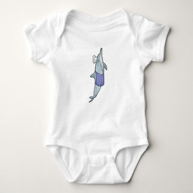 Dolphin as Cook with Chef hat Baby Bodysuit (Front)