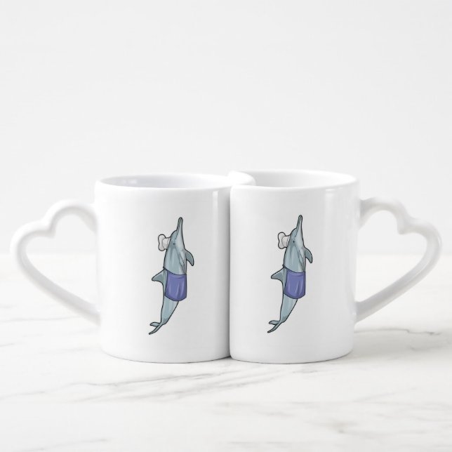 Dolphin as Cook with Chef hat Coffee Mug Set (Front Nesting)