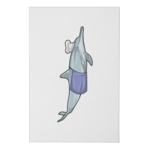Dolphin as Cook with Chef hat Faux Canvas Print