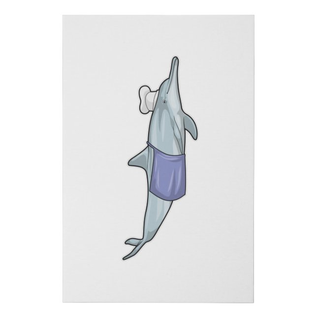 Dolphin as Cook with Chef hat Faux Canvas Print (Front)