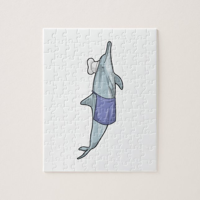 Dolphin as Cook with Chef hat Jigsaw Puzzle (Vertical)