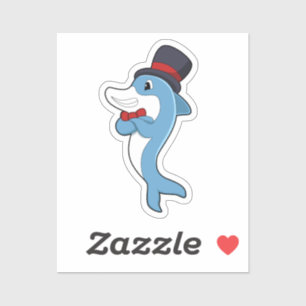 Dolphin as Gentleman with Hat Sticker