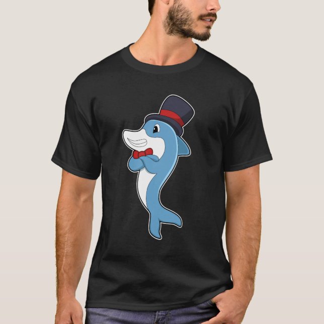 Dolphin as Gentleman with Hat T-Shirt (Front)