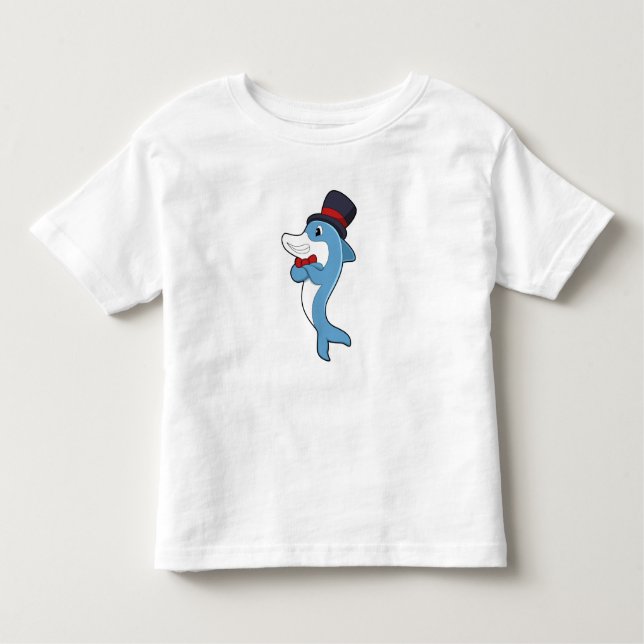 Dolphin as Gentleman with Hat Toddler T-shirt (Front)