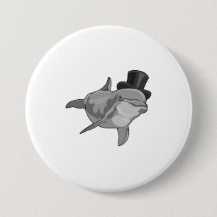 Dolphin as Gentleman with Top hat Button