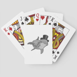 Dolphin as Gentleman with Top hat Poker Cards