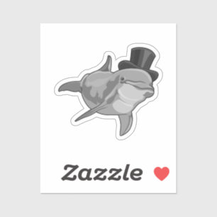 Dolphin as Gentleman with Top hat Sticker