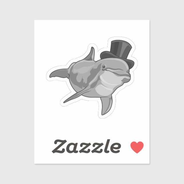 Dolphin as Gentleman with Top hat Sticker (Sheet)