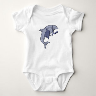 Dolphin as Hairdresser with Comb Baby Bodysuit